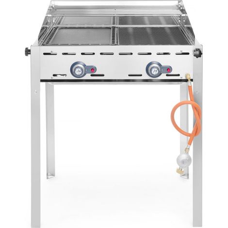 HENDI Grillsystem Green Fire 2 Brenner, Profi Line, 2 Edelstahl Grillroste Gastronorm 1/1, 11,6kW, 740x612x(H)825mm (1/5)
