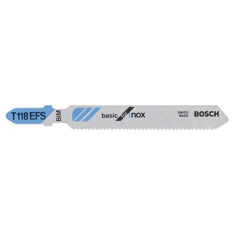 Bosch Professional 3 Stichägeblätter T 118 EFS Basic for Inox (per Lamiere di acciaio inossidabile, accessorio Seghetto alternativo) (1/4)