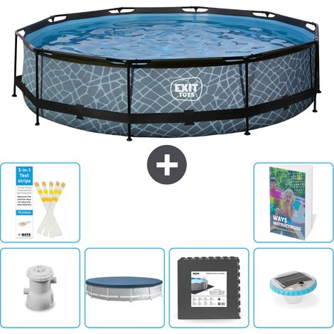 Exit Pool Rund - Steinoptik - 360x76 cm - 7-teilig S312