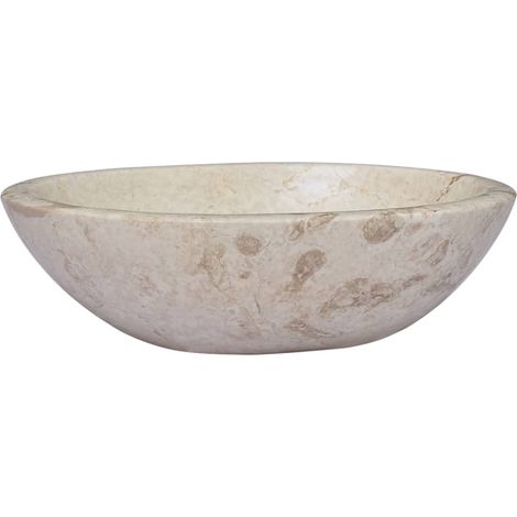 Lavabo avec bonde/Vasque de salle de bain Crème 53x40x15 cm Marbre (1/5)