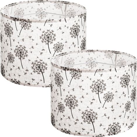 Abat-jour cylindrique en lin, lot de 2, 33 cm x 25 cm, motif pissenlit, idéal pour lampes de table et lampadaires, facile à assembler. (1/5)