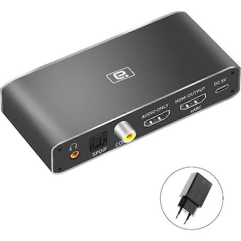 Extracteur audio compatible HDMI HD375 eARC ARC-AUX DAC coaxial Répartiteur audio - Prise UE (1/4)