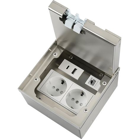 Prise de sol encastrable, Prise de sol enfouie, Prise encastrée en acier inoxydable étanche avec 2AC+2USB+1RJ45 (1/5)