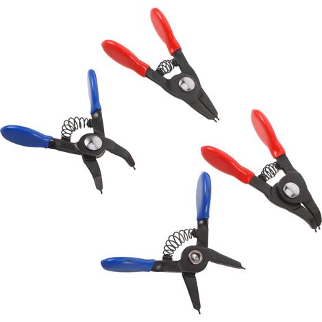 4 Pièces Jeu de Pinces à Circlips Mini Outil de Réparation, Pince à Circlips Interne et Externe, Acier au Carbone 50, Pointes Droites et Coudées, 10-22mm, pour Maintenance (1/4)