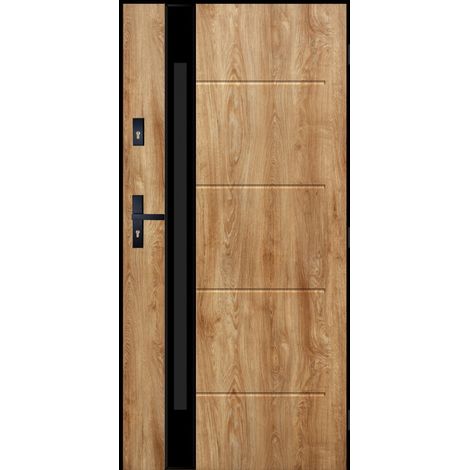 Azura Home Design – Porte d'entrée acier 100x200 cm – Poussant droit – 2 verrous – Charnières 3D réglables – Isolation thermique A
