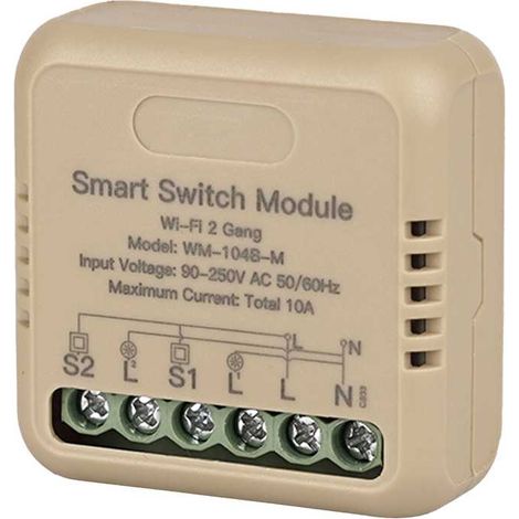 Relè Passo Passo Mini Interruttore WIFI 2.4G 2 Canali 10A TUYA, Smart Life 10A AC 90-250V 50/60HZ 2200W 40X40X18mm IP20