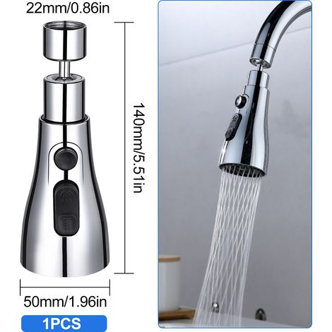 Pièces de rechange pour pommeau de douche de robinet de cuisine, bec rotatif à 360°, accessoires pour pommeau de douche de robinet d'évier de cuisine, 3 modes, pièces de rechange pour aérateur de robi (1/5)