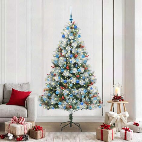vidaXL Künstlicher Weihnachtsbaum Grün und Weiß 210 cm (1/5)