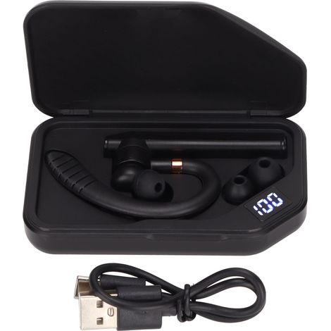 Casque Bluetooth professionnel K3, réduction de bruit, oreillette contour d'oreille unique, avec étui de charge, puce Jerry, noir et or. (1/5)