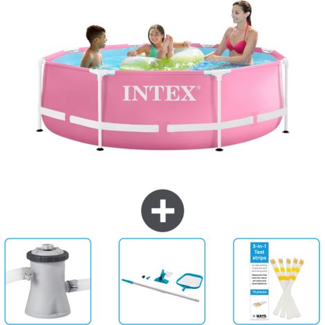 Piscine Intex Cadre Rond - 244 x 76 cm - Rose - Incluse Accessoire CB82