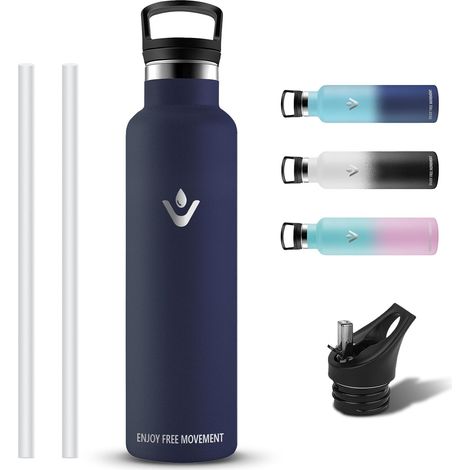 Gourde Isotherme, Gourde 1l, Sans BPA, Bouteille Isotherme, Anti Fuite, Gourd Metal, Double Isolation, Gourd Sport, 24h Froid & 12h Chaud, Bouteille d'eau pour Randonnée, Camping, Aptitude, Yoga (1/5)