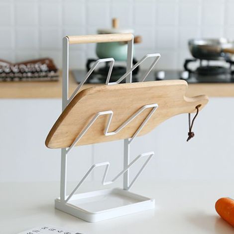 Support vertical à 3 niveaux pour couvercles de casseroles, égouttoir, rangement et planche à découper (1/5)