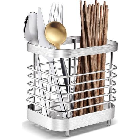 Panier À Couverts En Acier Inoxydable,Egouttoir Couvert Acier Inoxydable, Support D'ustensiles De Cuisine Pour Ranger Les Couteaux, Fourchettes, CuillèRes Et Baguettes Dans La Cuisine,Argent (1/4)