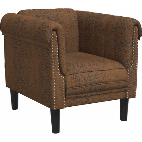 Sillón de cuero sintético de ante marrón vidaXL (1/5)