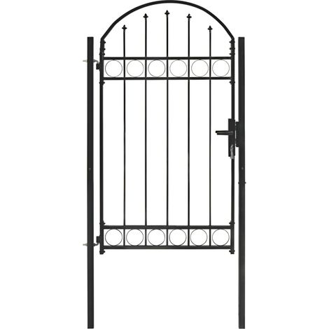 Portail de jardin en Acier 100 x 175 cm Noir et traité. Serrure et poignée incluse. Qualité