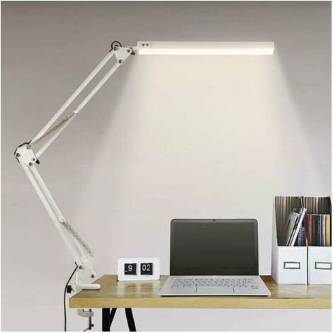 Lampe d'établi LED, Lampe de Table Architecte Pliable avec Pince, 10 Niveaux de Luminosité X 3 Modes de Couleur, Lampe de table Réglable, Protection des Yeux, 5V/2A CE Adaptateur Incluse (1/3)
