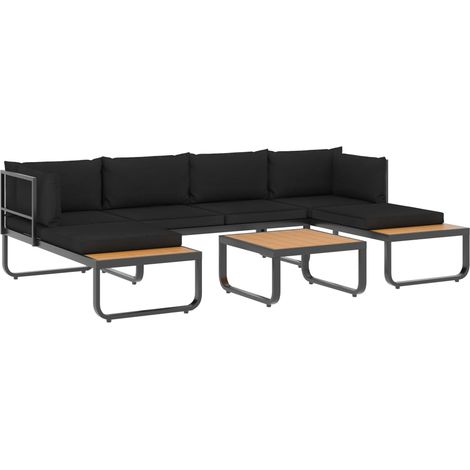 Canapé d'angle de jardin, Canapé d'extérieur, Meuble de jardin, à 4 places avec coussins Aluminium WPC OIB7277E (1/5)