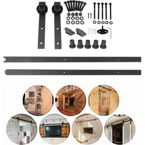 SiFree® 200cm Porte coulissante sur rail, Rail de porte coulissante, Rail porte coulissante placard, Rail pour porte coulissante (1/5)