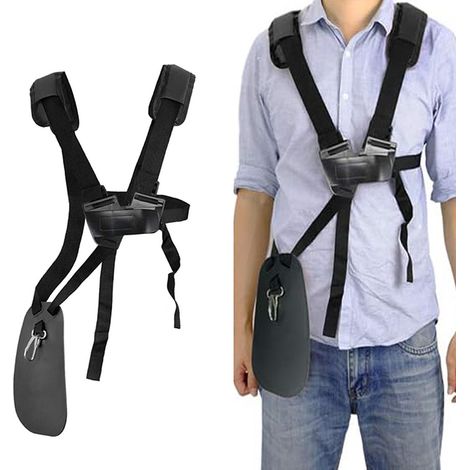 Sangle d'épaule pour débroussailleuse - Harnais double bandoulière avec ceinture en nylon réglable pour débroussailleuse (1/4)