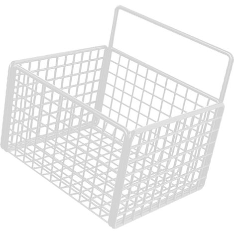 Selbstklebender, wandmontierter Aufbewahrungskorb aus weißem Draht, kein Bohren erforderlich, zur Organisation von Küche, Speisekammer und Badezimmer (1/5)