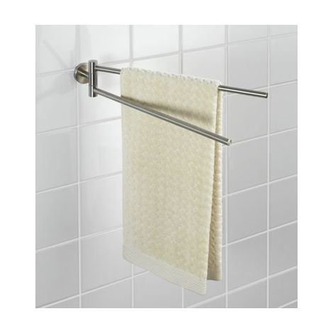 WENKO Porte serviettes salle de bain mural, 2 barres porte serviette rotatives, Bosio, acier inox, 5,5x9x43 cm, mat