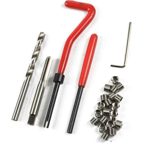 25 pièces M6 Kit de réparation de filetage outil de réparation de filetage insérer jeu de forets (1/4)