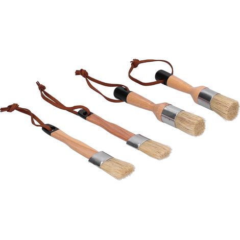 4-teiliges Set Pinsel mit rundem Kopf und Holzgriff zum Streichen und Wachsen von Möbeln und zur Heimdekoration (1/5)
