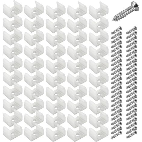 50 Pièces Fixation Ruban Led, Led Néon Montage Clips Support Montage, Support Led Pour Bandes, Inclure 50 Vis Pour 12mm À 14mm Led Néon Bande Lumineuse, Translucide, Blanc (1/5)