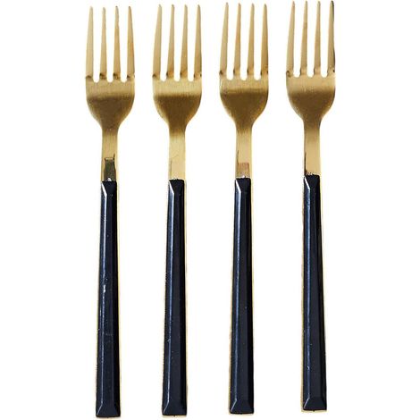 Lot de 4 Fourchettes à Dessert en Inox Moderne Noir (1/5)
