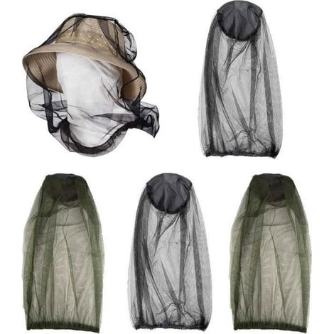 Cagoule Anti-moustiques - Tissu Micro-perforé - Protection Insectes Extérieur Camping Voyage - Taille Unique 48 x 38 cm - Lot de 4 Pièces (1/4)