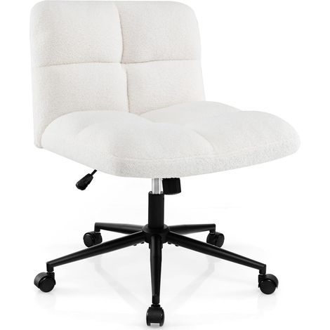 COSTWAY Sedia a Gambe Incrociate, Sedia da Ufficio con Ruote, Sedia Scrivania con Seduta Riempita, Altezza Regolabile, Sedia da Scrivania per Computer senza Braccioli, Portata 160 kg (1/5)