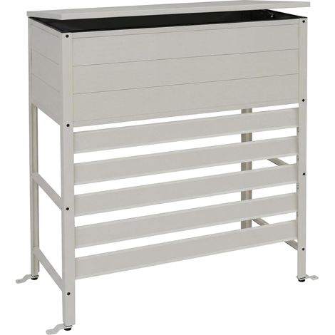 Copertura in alluminio per climatizzatore/pompa di calore HHG-561, vano contenitore stoccaggio 110x96x43 cm, bianco