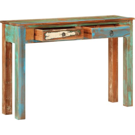 Table console,Table d'appoint,Bout de canapé,Meuble d'entrée 110x30x75 cm bois massif de récupération (1/5)