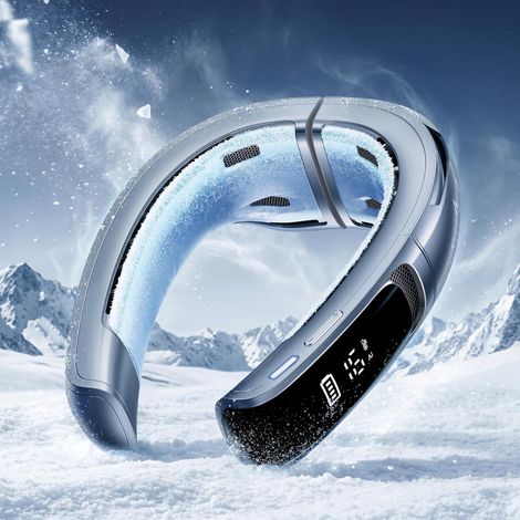 Climatiseur de Cou, Refroidissement, Ventilateur de Cou Rechargeable 6000mAh, Flux d'Air 720° - Bleu (1/5)