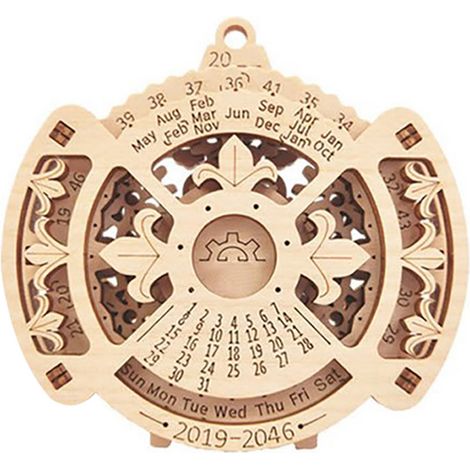 Calendrier Mural 2021 en Bois Perpétuel, Calendrier à Suspendre Réglable pour Maison Bureau École (1/5)