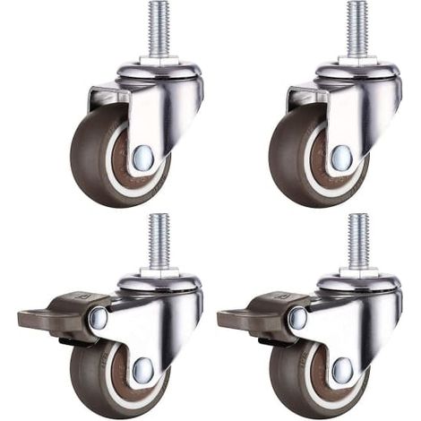 Roulettes robustes à filetage M8 pour chariots, établis, meubles, 1,5 pouce, diamètre du filetage : 8 mm, longueur : 20 mm, 2 pièces - X42 (1/4)