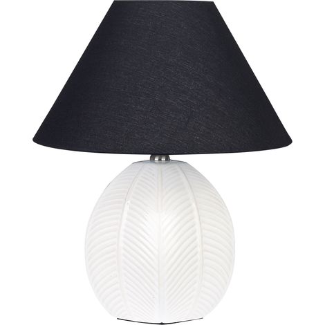 Lámpara de mesa de cerámica beige crema negro 42 cm pantalla de tela Cadena