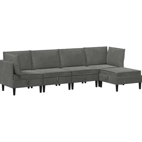 Set di mobili per il soggiorno 5 pz Grigio Scuro Velluto vidaXL