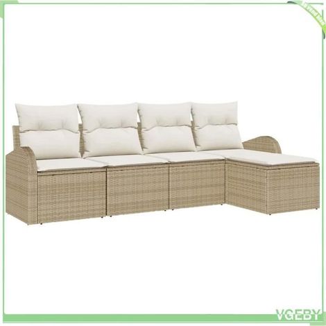 Ensemble de canapés - FAFEICY - Modulable - Beige et blanc - Polyrotin - Rangement caché (1/5)