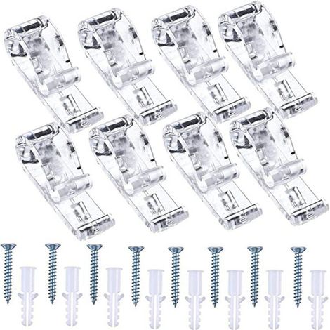 Chaîne et Cordon de Sécurité Transparent pour Stores Enrouleurs - JINFGERNE - 8 Jeux avec Supports en P, Crochets de Fixation et Chaînettes à Billes pour Rideaux
