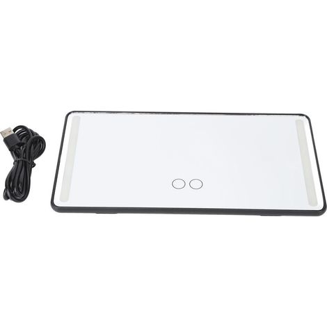 Miroir de beauté de voiture LED rechargeable 3 lumières tactiles, miroir cosmétique noir réglable en luminosité. (1/5)
