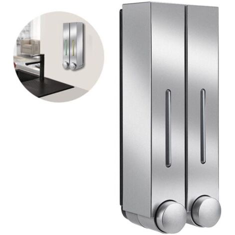Distributeur Et Organisateur De Pompe De Douche Mural 2/3 Chambres - Contient Du Shampoing, Du Savon, Du Revitalisant, Du Gel Douche, De La Lotion - Chambres Claires, Bouton-Poussoir - Chaque Chambre
