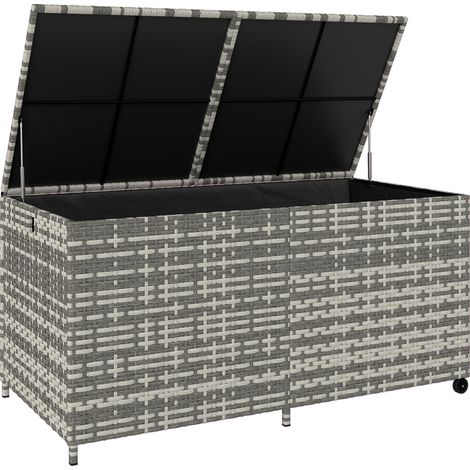 Coffre de rangement Raimundo extérieur design résine tressée 650L gris mixte (1/5)
