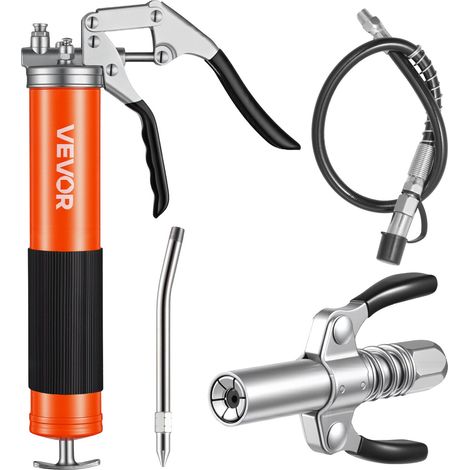 Pistolet à Graisse Manuel 551 bar Pistolet Graisseur Poignée 0,4 L pour Machines Automobiles Agricoles Industrielles, Flexible 45,7 mm Raccord de Graisseur Tube d'Extension Rigide 1 Buse Pointue (1/5)