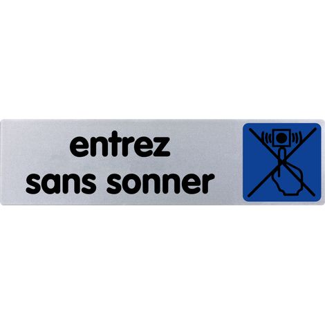 Plaque de porte Entrez sans sonner - couleur 170x45mm - 4032955