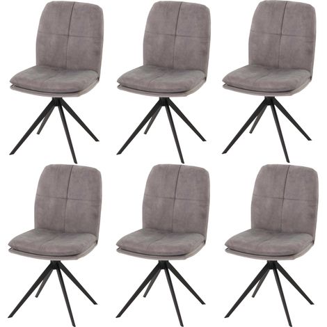 Lote de 6 sillas de comedor HHG-178, silla de cocina sillón, posición auto giratoria, metal tela/textil, gris (1/5)