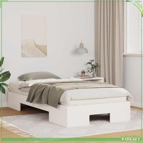 Cadre de lit - ABI - 90 x 200 cm - Bois massif en pin - Blanc - Durable et moderne (1/5)