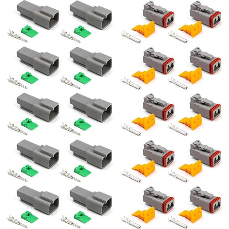 10 Paires DT Connecteur Automobile 2 Fils, Connecteur Electrique Etanche à 2 Broche, Connexion Rapide Prise de Connecteur Câbles, Connectique Electrique à 2 Pin pour Moto Scooter (1/5)