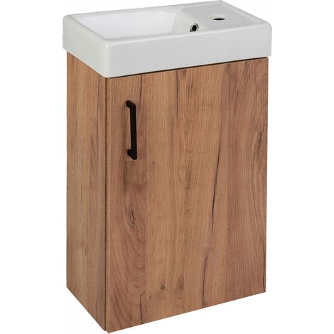 STAMAR  Badezimmerschrank - 40 x 22 cm - Eiche gold - Elegant und platzsparend - mit Waschbecken