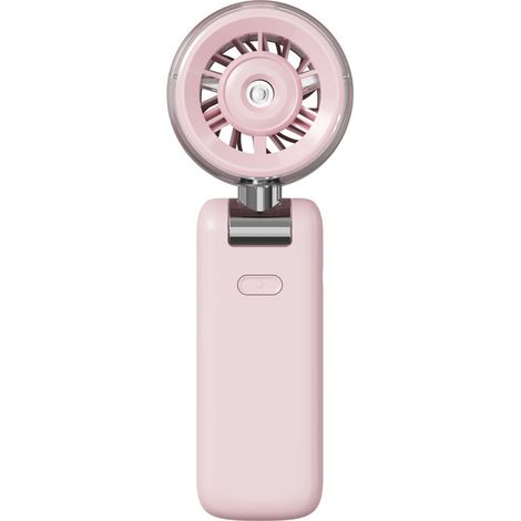 Ventilateur brumisateur portatif, 4000 mAh, 10W USB-C, 5 vitesses, pliable 165°, 50ml, écran LED, intérieur/extérieur, Rose (1/5)